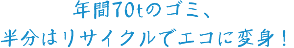 年間70tのゴミ、半分はリサイクルでエコに変身！